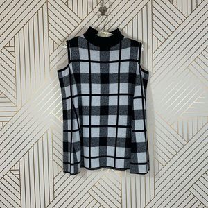 Style & Co Black & White Cold Shoulder Turtleneck